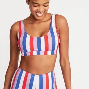 Red, White & Blue Striped Scoop-Neck Swim Top